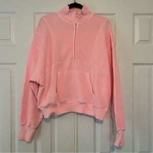 Fluorescent Bright Pink Quarter-Zip Sweatshirt